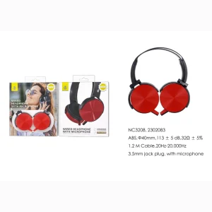 Casco de cable con Microfono Rojo